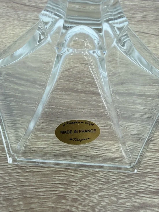 Vintage Teleflora French Crystal Glass Candlestick Holders Pair France 7" - Picture 2 of 8